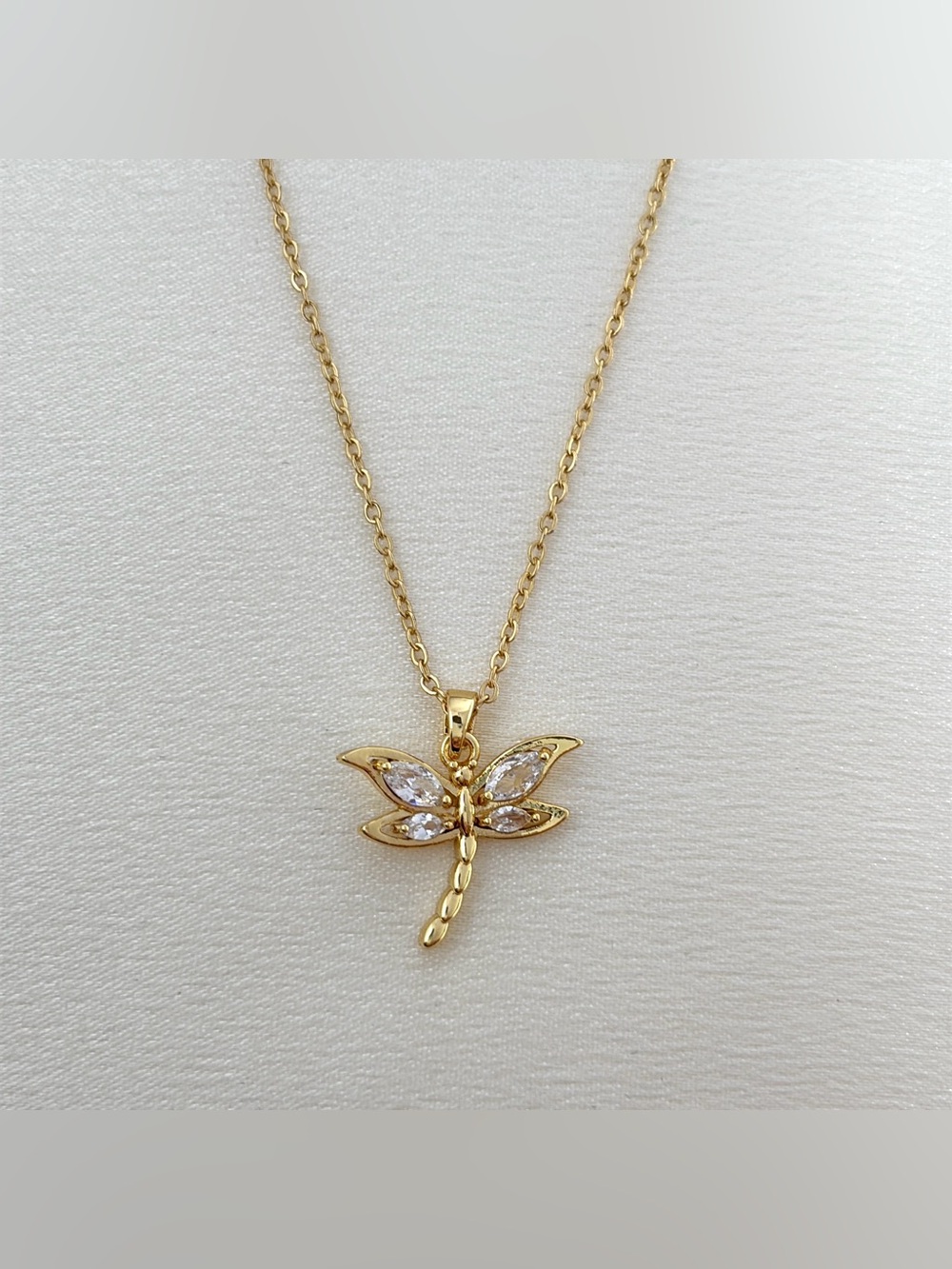CZ Dragonfly Pendant Necklace for Women